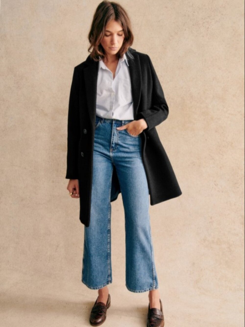 Sezane Le Crop Blue Organic Cotton Denim Jeans NWT